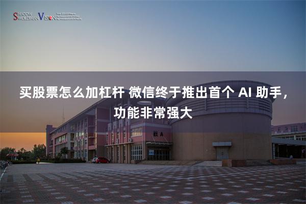 买股票怎么加杠杆 微信终于推出首个 AI 助手，功能非常强大